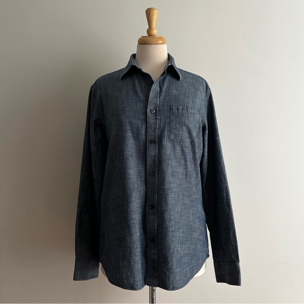BANANA REPUBLIC Chambray 100% Cotton Soft Wash Slim Fit Button Down Shirt M